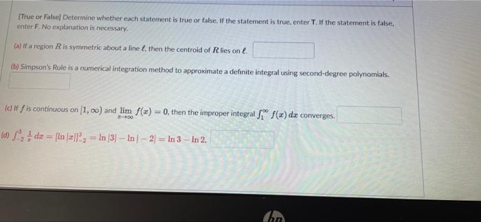 Solved True or False) Determine whether each statement is | Chegg.com