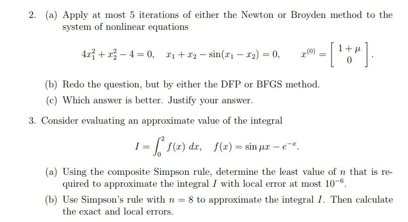 2. (a) Apply at most 5 iterations of either the | Chegg.com