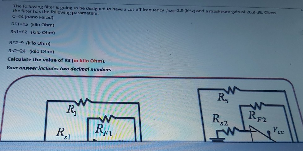 The following filter is going to be designed to have | Chegg.com