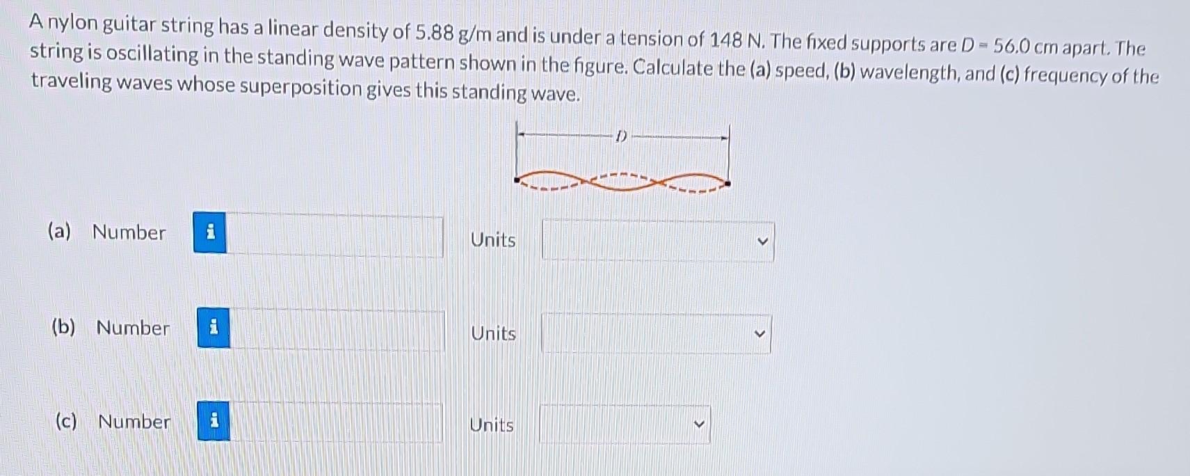 Solved A nylon guitar string has a linear density of 5.88
