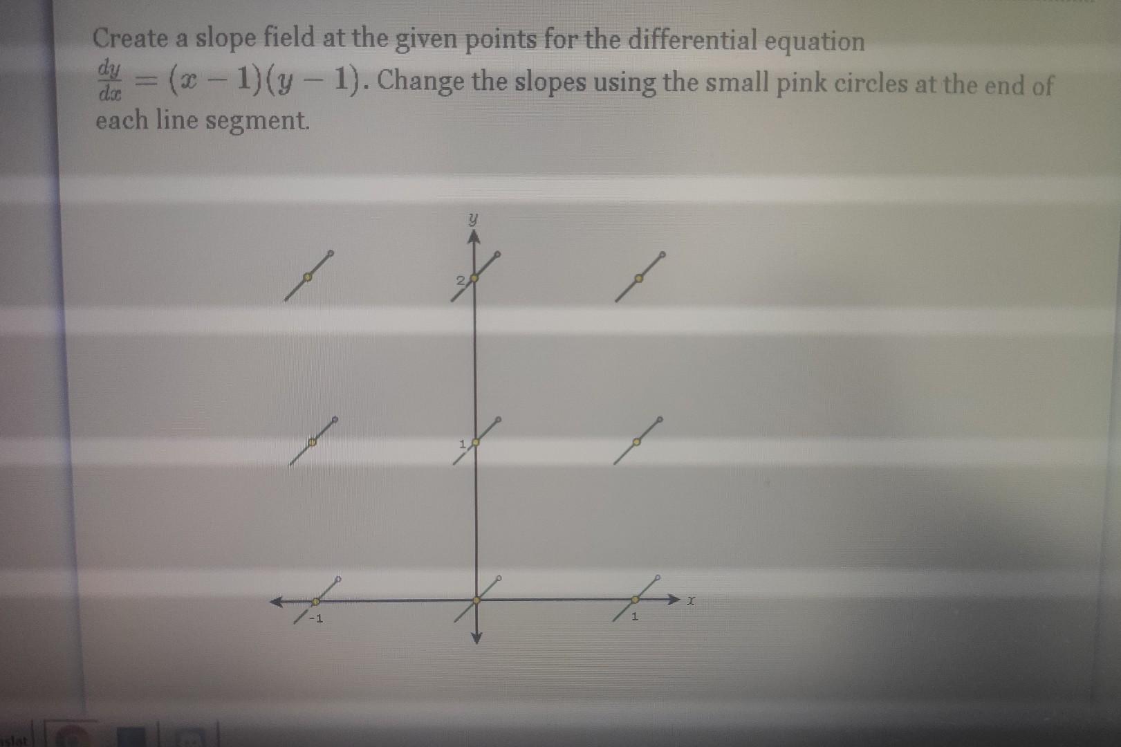 Solved Create a slope field at the given points for the | Chegg.com