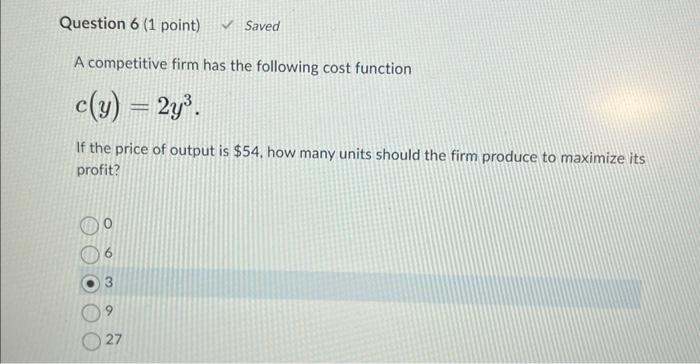 Solved A Competitive Firm Has The Following Cost Function Chegg Com