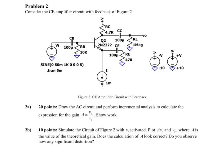 Solved Problem 2 Consider the CE amplifier circuit with | Chegg.com