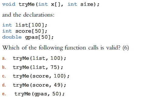 Solved: Consider the following function heading: | Chegg.com