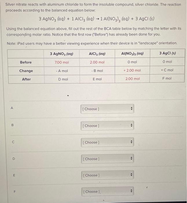 Solved Silver Nitrate Reacts With Aluminum Chioride To Form 7984