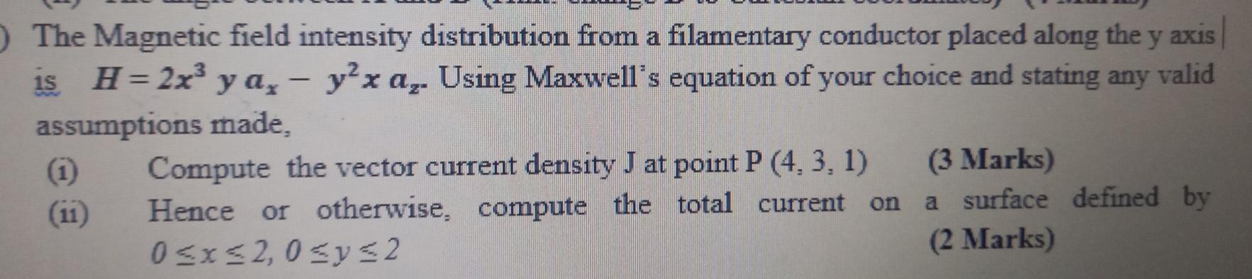 Solved The Magnetic field intensity distribution from a | Chegg.com