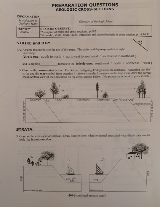 Solved PREPARATION QUESTIONS GEOLOGIC CROSS-SECTIONS | Chegg.com