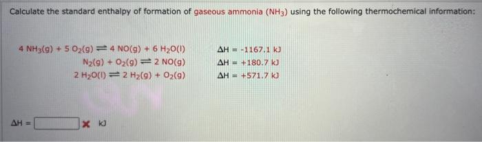 Solved Calculate The Standard Enthalpy Of Formation Of | Chegg.com