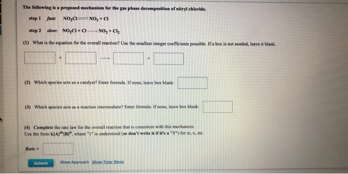 Solved A proposed mechanism for one of the pathways for the | Chegg.com