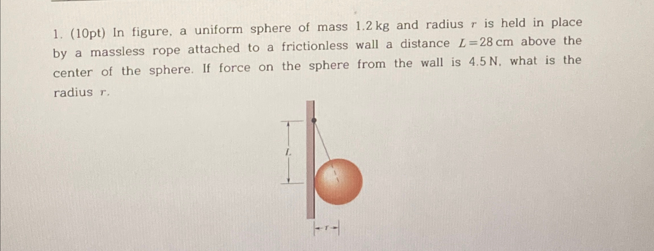 Solved (10pt) ﻿In figure, a uniform sphere of mass 1.2kg | Chegg.com
