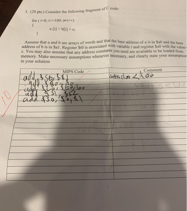 Solved code: 3. (20 pts.) Consider the following fragment of | Chegg.com