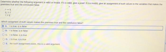 Solved Determine whether the following argument is valid or | Chegg.com