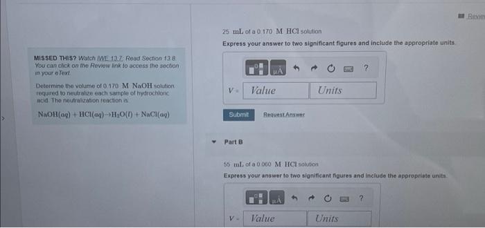 Solved 25 mL of a 0.170MHCl solition Express your answer to | Chegg.com