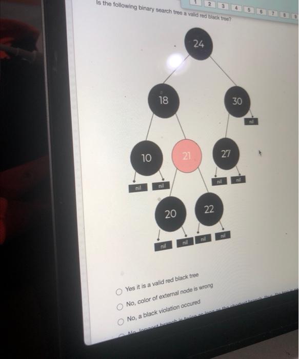 Solved 22 Is the following binary search tree a valid red | Chegg.com