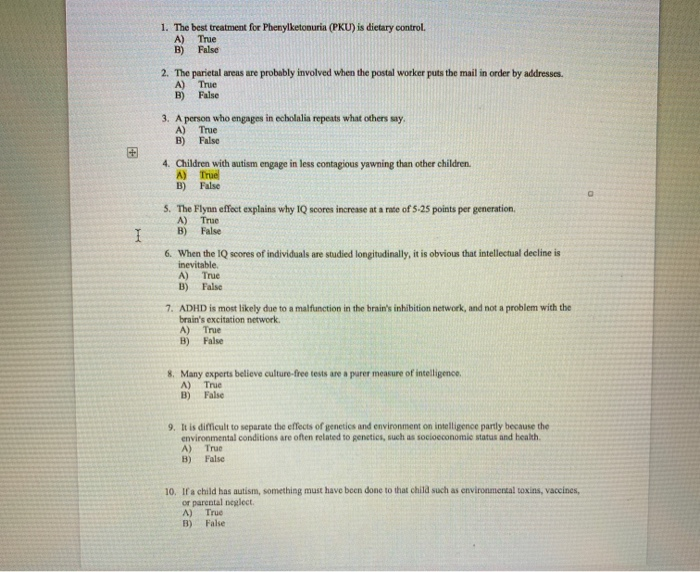 Solved 1. The best treatment for Phenylketonuria (PKU) is | Chegg.com