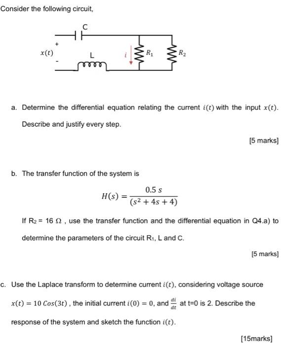 Solved Consider The Following Circuit, A. Determine The | Chegg.com