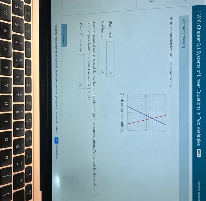 Write an equation for each line shown below. (Click | Chegg.com
