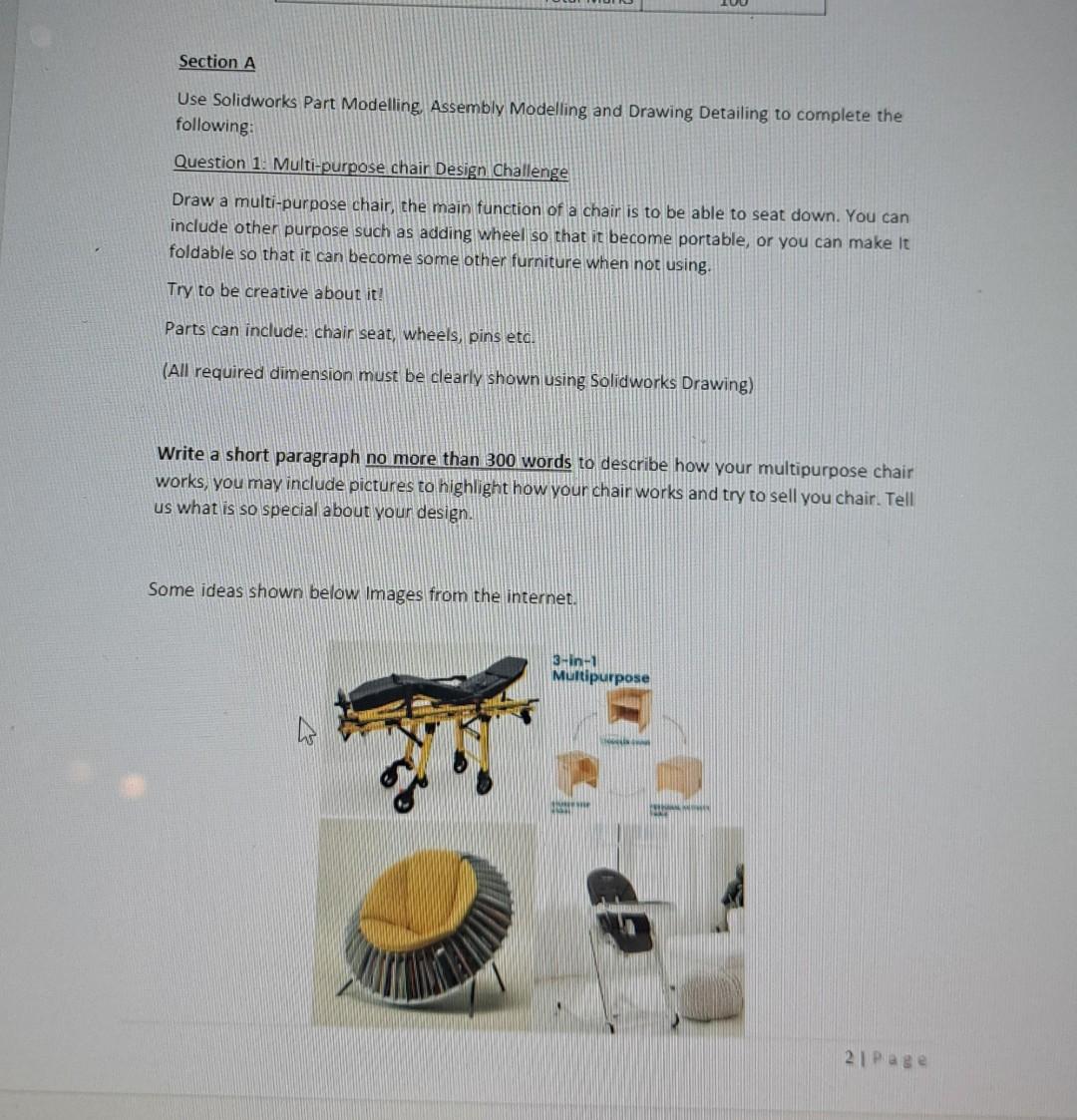 Solved Section A Use Solidworks Part Modelling Assembly Chegg Solved Section A Use Solidworks Part Modelling Assembly Chegg