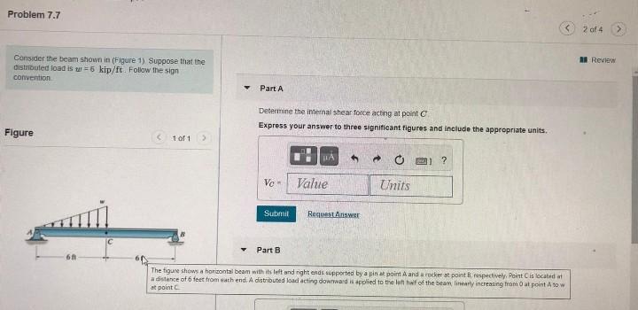 Solved Problem 7.7 2 Of 4 A Review Consider The Beam Shown | Chegg.com