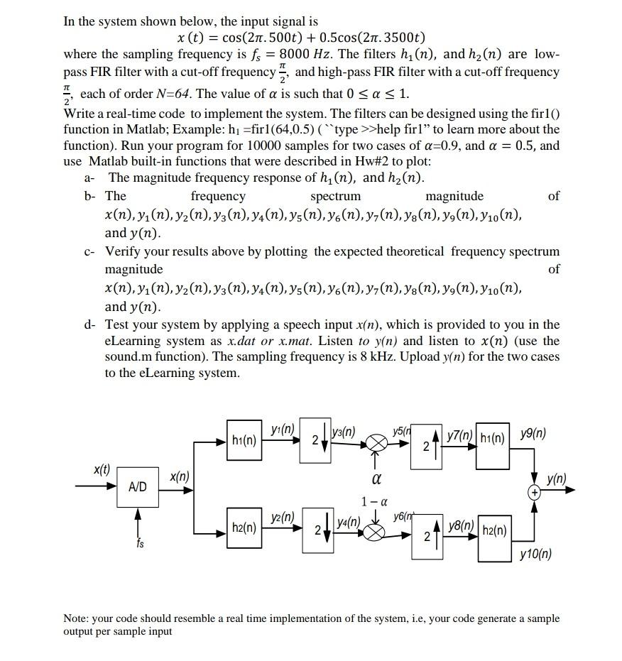 Solved In the system shown below, the input signal is | Chegg.com