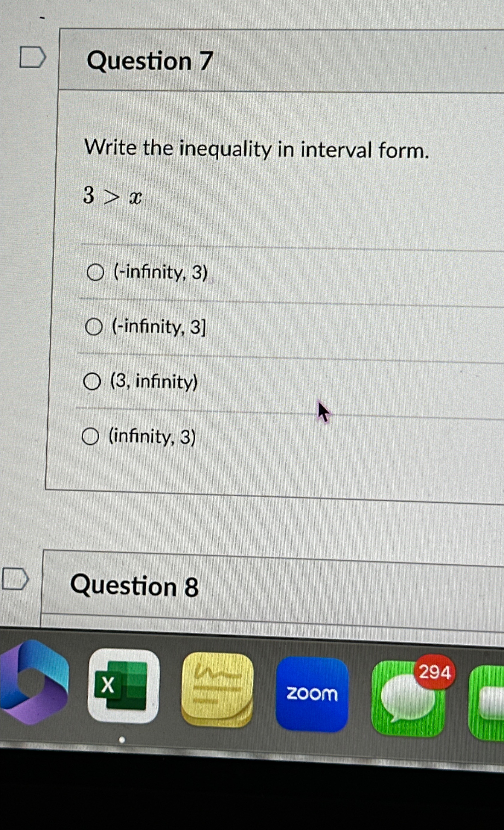 Solved Question 7Write the inequality in interval | Chegg.com