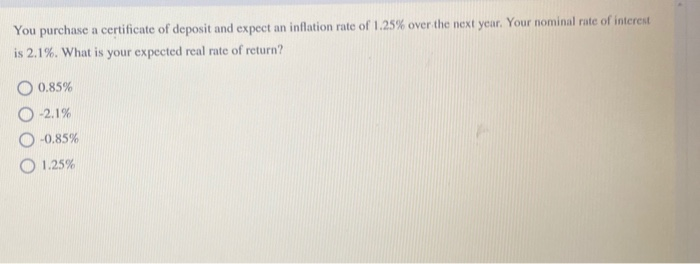 Solved Inflation is a O decrease in the overall level of | Chegg.com