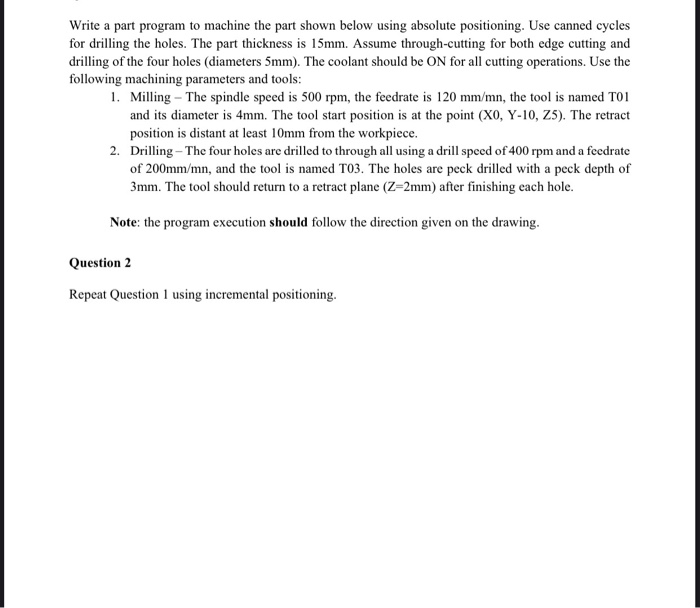 Part Picture Problem Example On Machine Solved Write a part program to machine the part shown below | Chegg.com