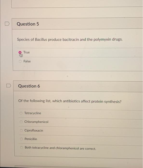 Solved Question 5 Species of Bacillus produce bacitracin and | Chegg.com