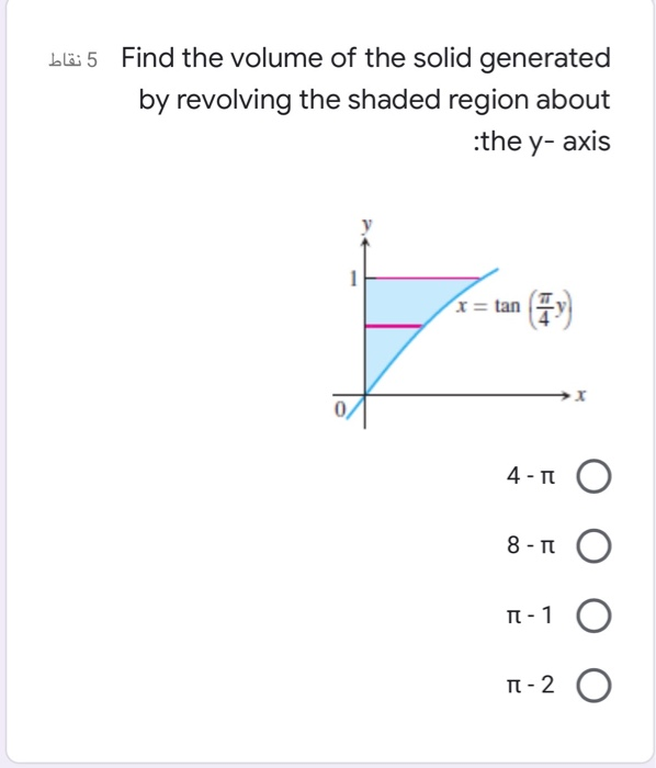 Solved bö: 5 Find the volume of the solid generated by | Chegg.com