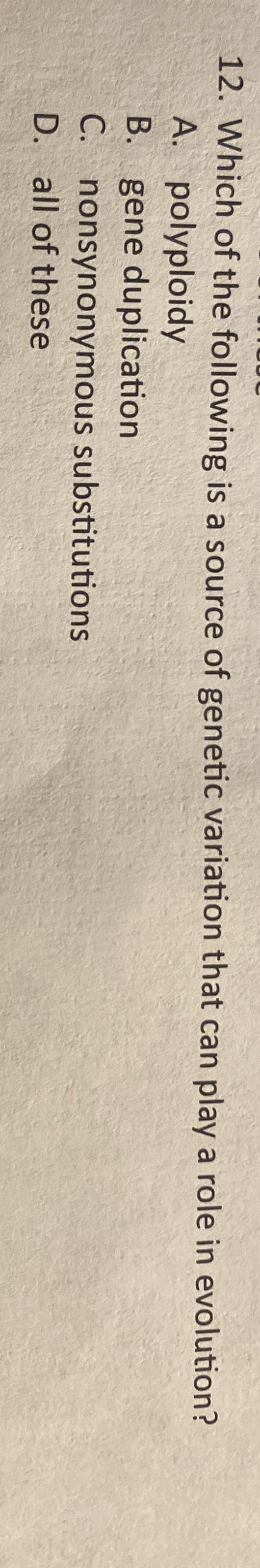 Solved Which of the following is a source of genetic | Chegg.com
