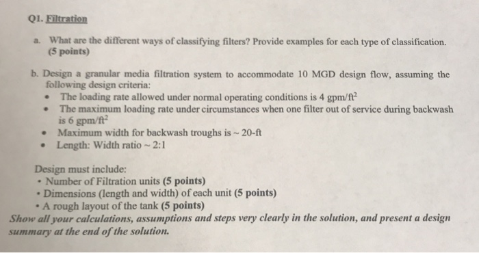 Solved Q1. Filtration a. What are the different ways of | Chegg.com