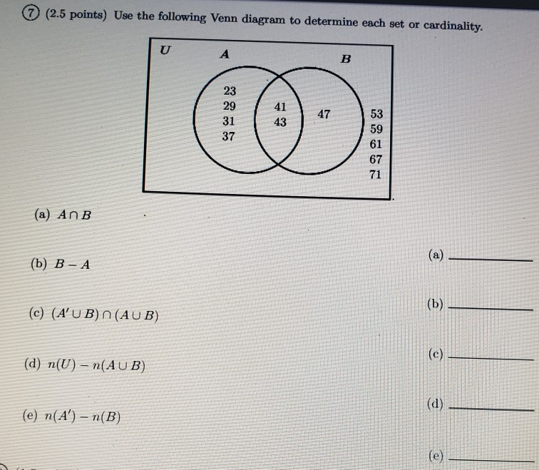 Solved Use The Following Venn Diagram To Determine Each Set | Chegg.com