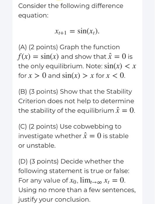 Solved Consider The Following Difference Equation: | Chegg.com