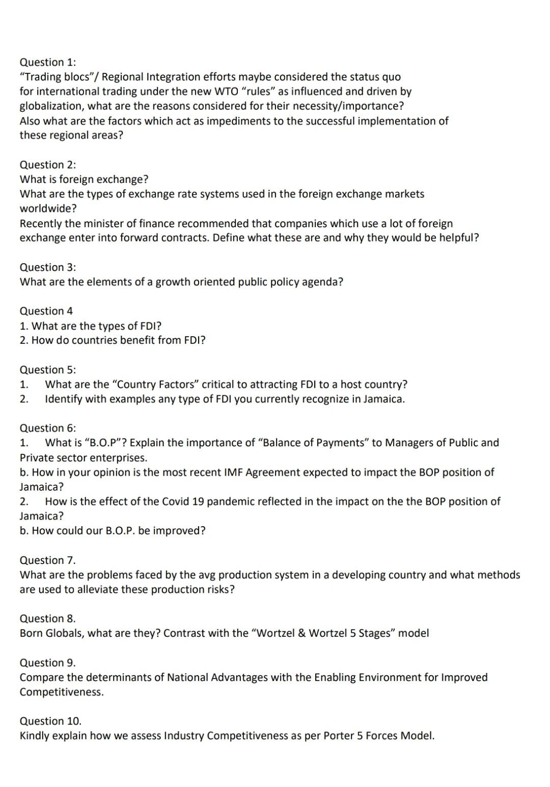 Solved Question 1 "Trading blocs"/ Regional Integration
