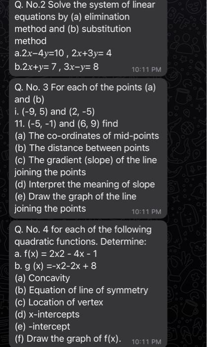 Solved Q No 2 Solve The System Of Linear Equations By A Chegg Com