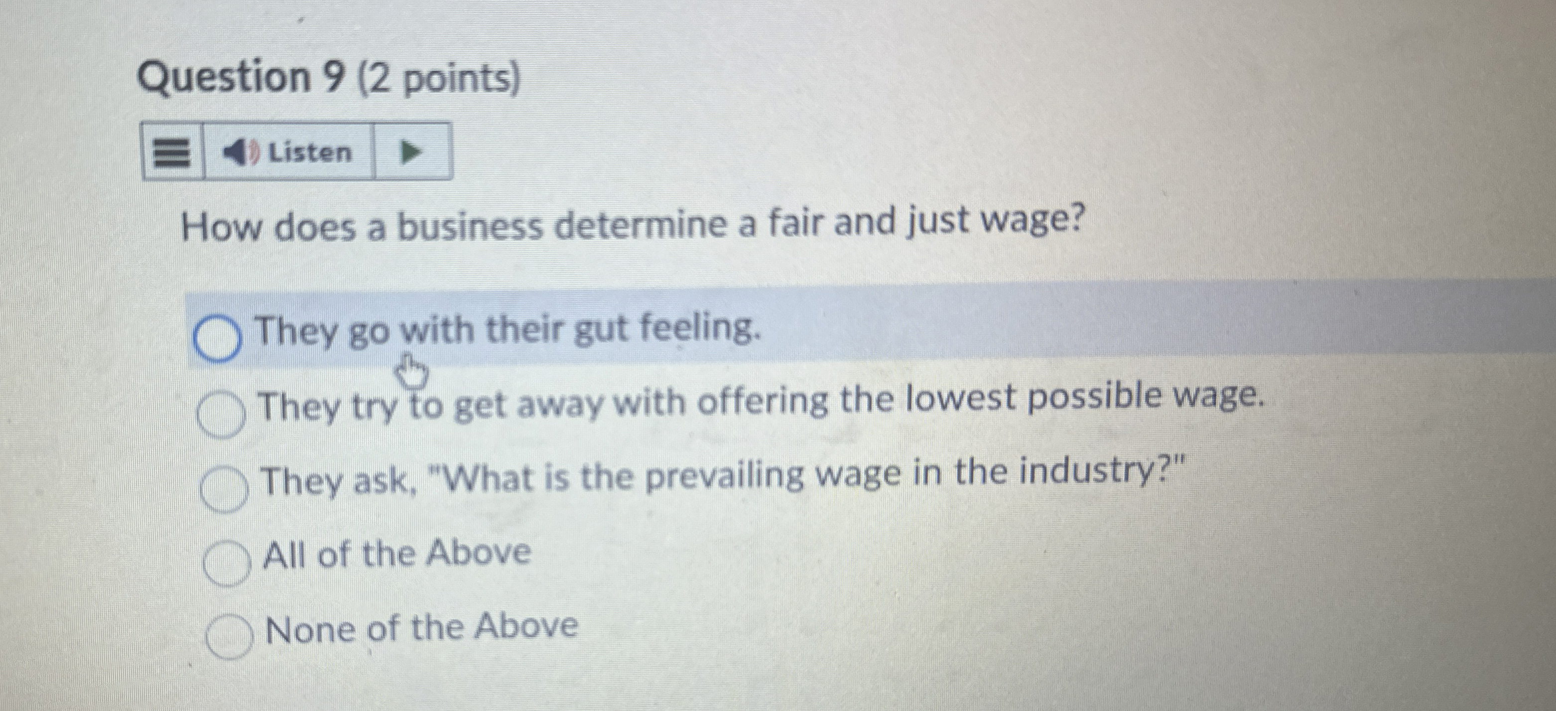 Solved Question 9 (2 ﻿points)How does a business determine a | Chegg.com