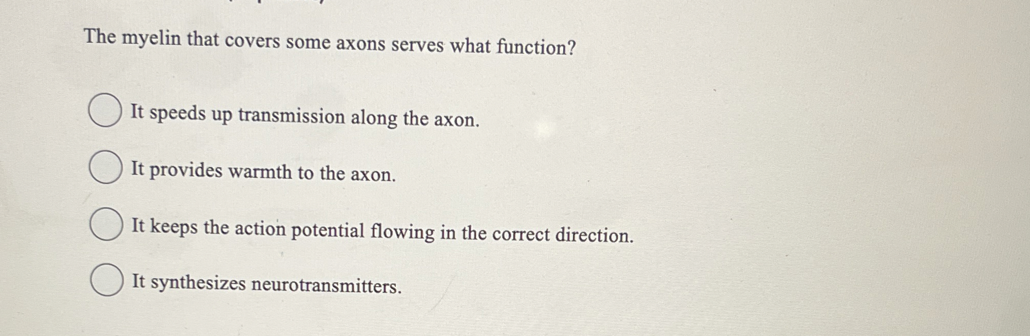 Solved The myelin that covers some axons serves what