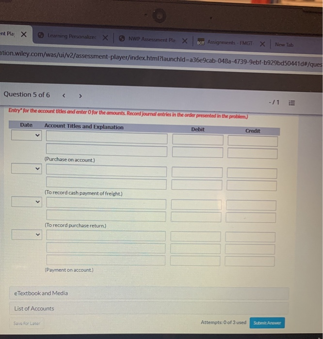 Solved Question 5 Of 6 1 E View Policies Current Atte Chegg Com