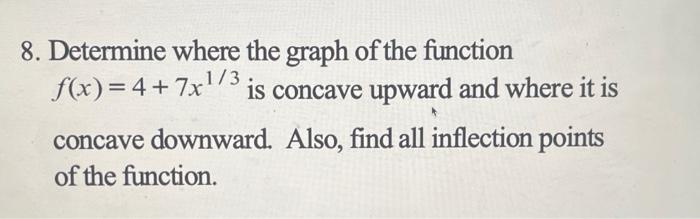 Solved 8. Determine where the graph of the function | Chegg.com