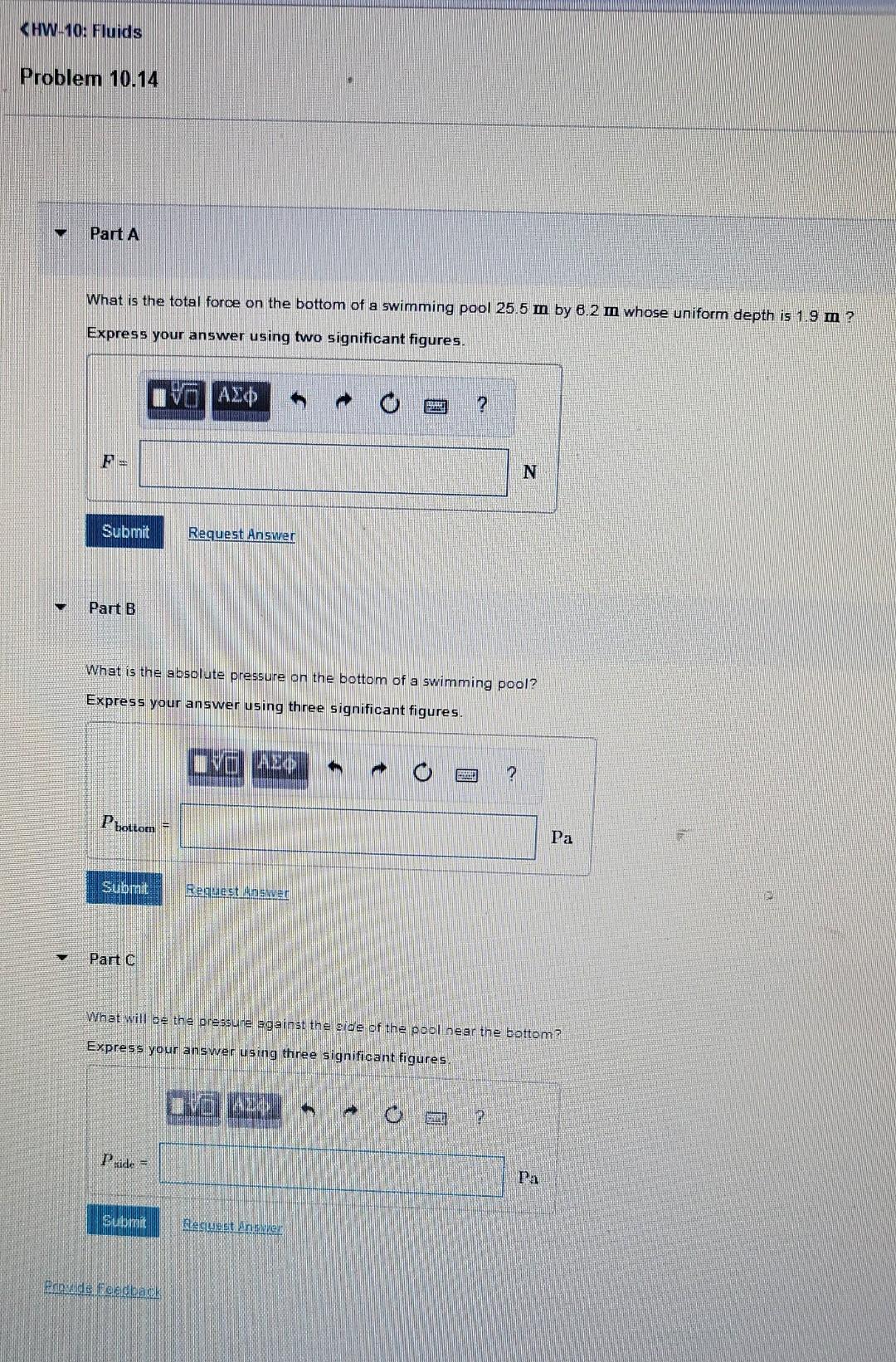 Solved What is the total force on the bottom of a swimming