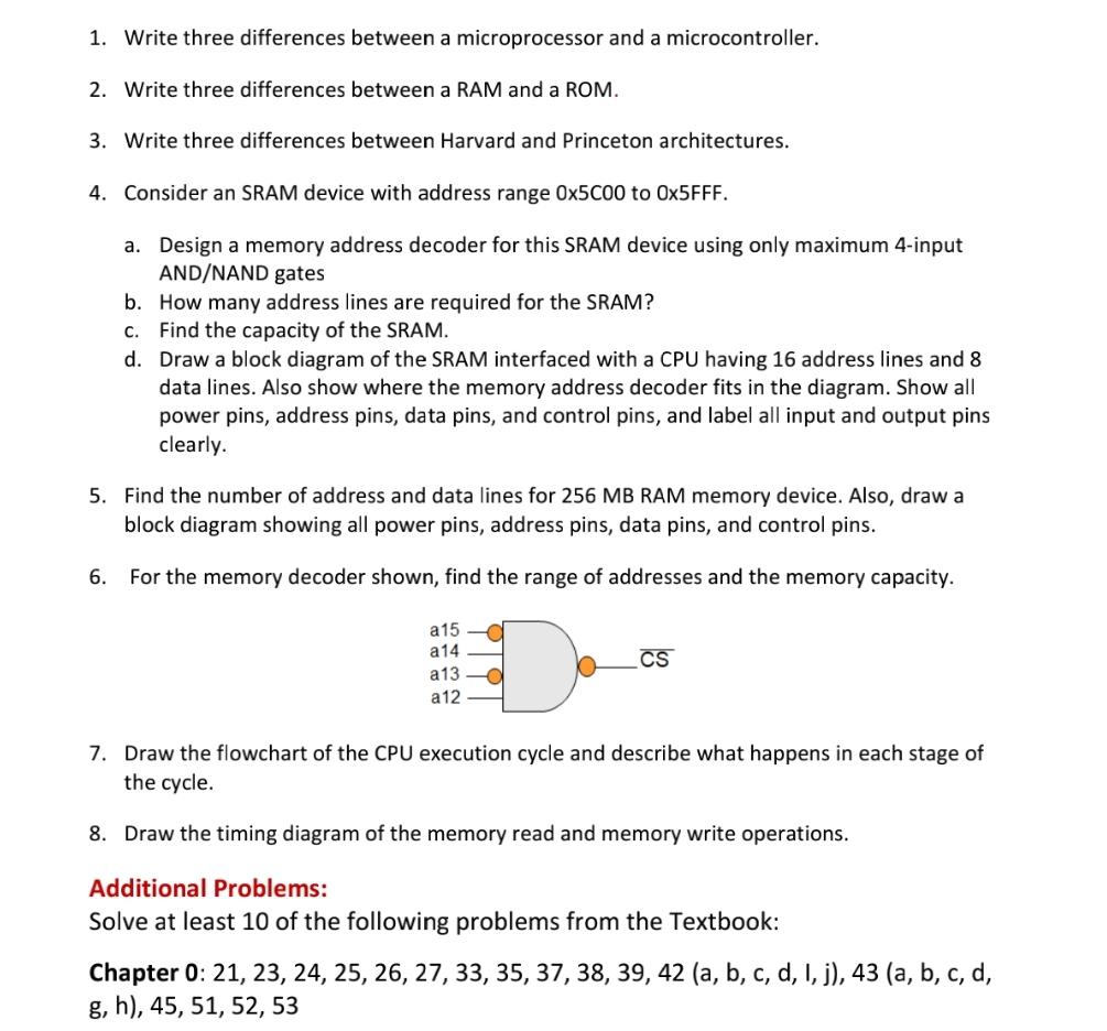Solved Write three differences between a microprocessor and | Chegg.com