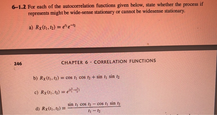 Solved 6-1.2 For each of the autocorrelation functions given | Chegg.com