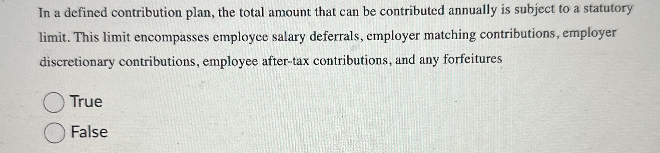 Solved In a defined contribution plan, the total amount that | Chegg.com