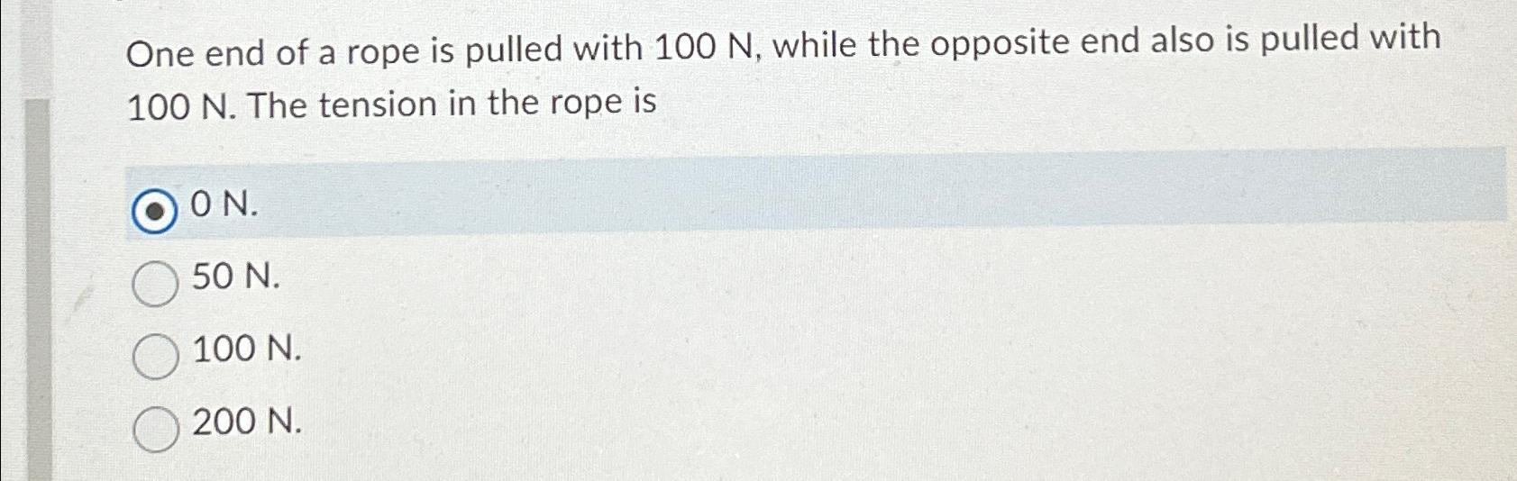 Solved One end of a rope is pulled with 100N, while the | Chegg.com