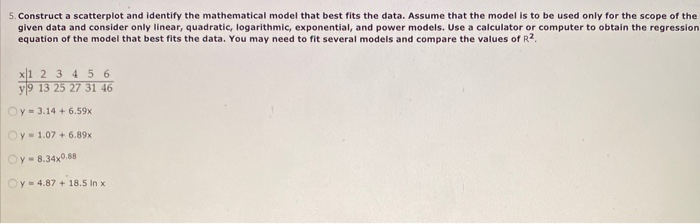 Solved 5. Construct a scatterplot and identify the | Chegg.com