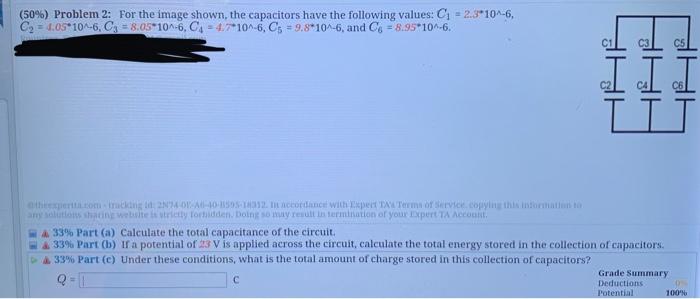 Solved What is the total energy stored by C3 when C1 = 50