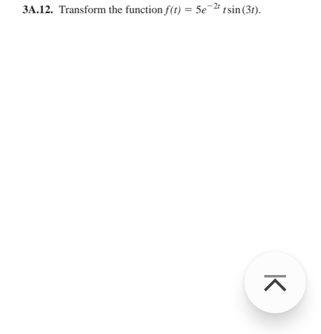 Solved 3A.12. ﻿Transform the function f(t)=5e-2ttsin(3t). | Chegg.com