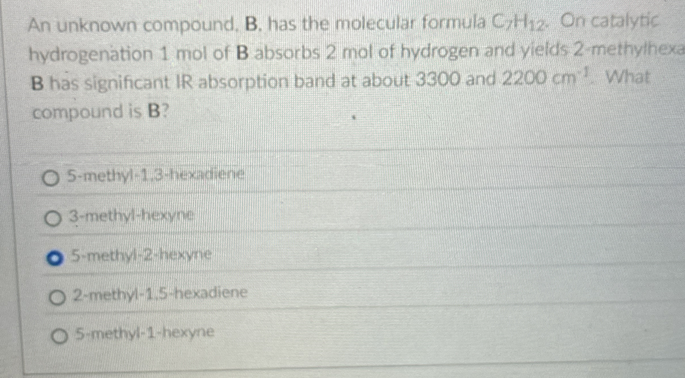 Solved An Unknown Compound B Has The Molecular Formula Chegg Com