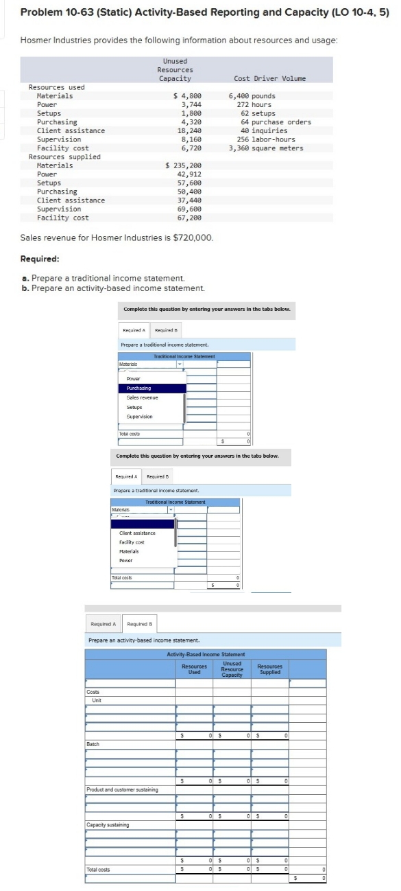 Solved Problem 10-63 (Static) ﻿Activity-Based Reporting and | Chegg.com
