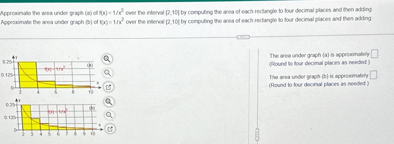 Solved Approximate the area under graph (a) ﻿of f(x)=1x2 | Chegg.com